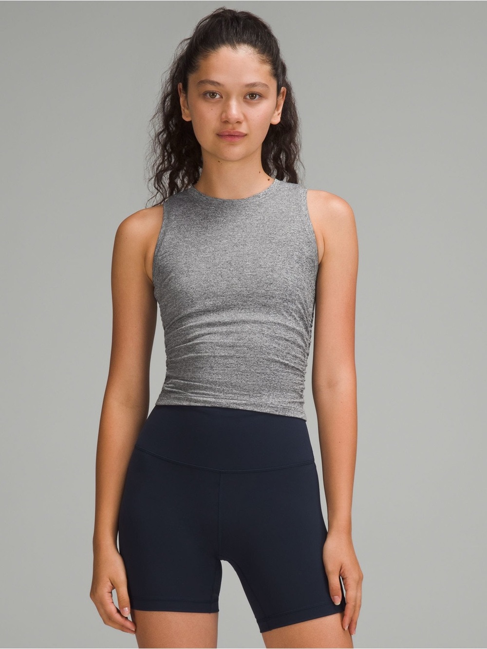 License to Train Tight-Fit Tank Top
Heathered Black	
Size: 8
